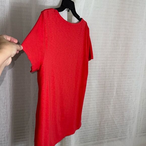 Talbots L Red Crochet Lace Pleated Front Short Sleeve Cotton Modal Tee - Picture 3 of 11